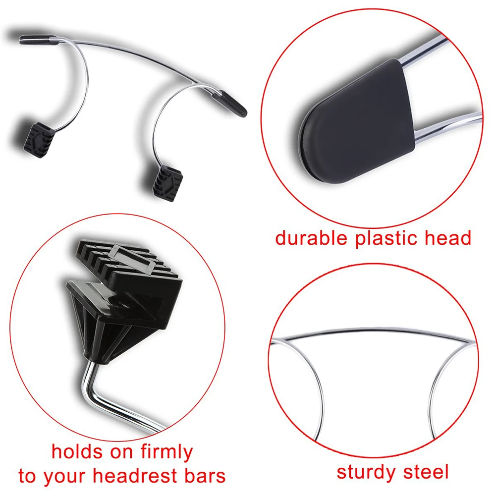 Metal Car Coat Hanger Metal Adjustable Car Coat Hanger with Headrest Restraint Rods Stainless Steel Seat Hanger Clothes Holder