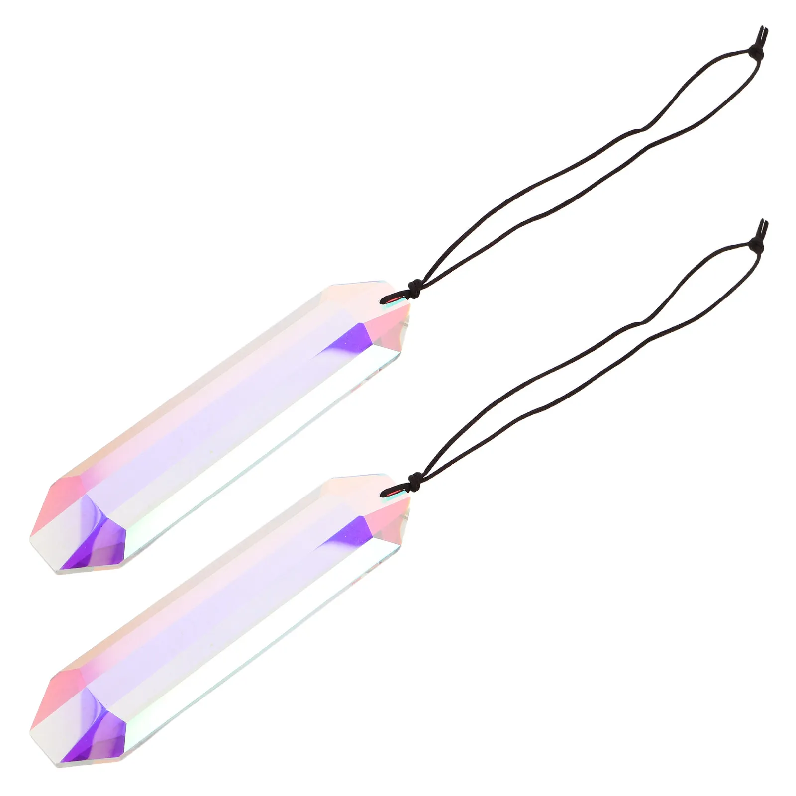 2Pcs Crystal Suncatcher Prism Ab Decorative Crystal Rainbow Maker for Windows Balcony Garden Living Room Outdoor Indoor Decor