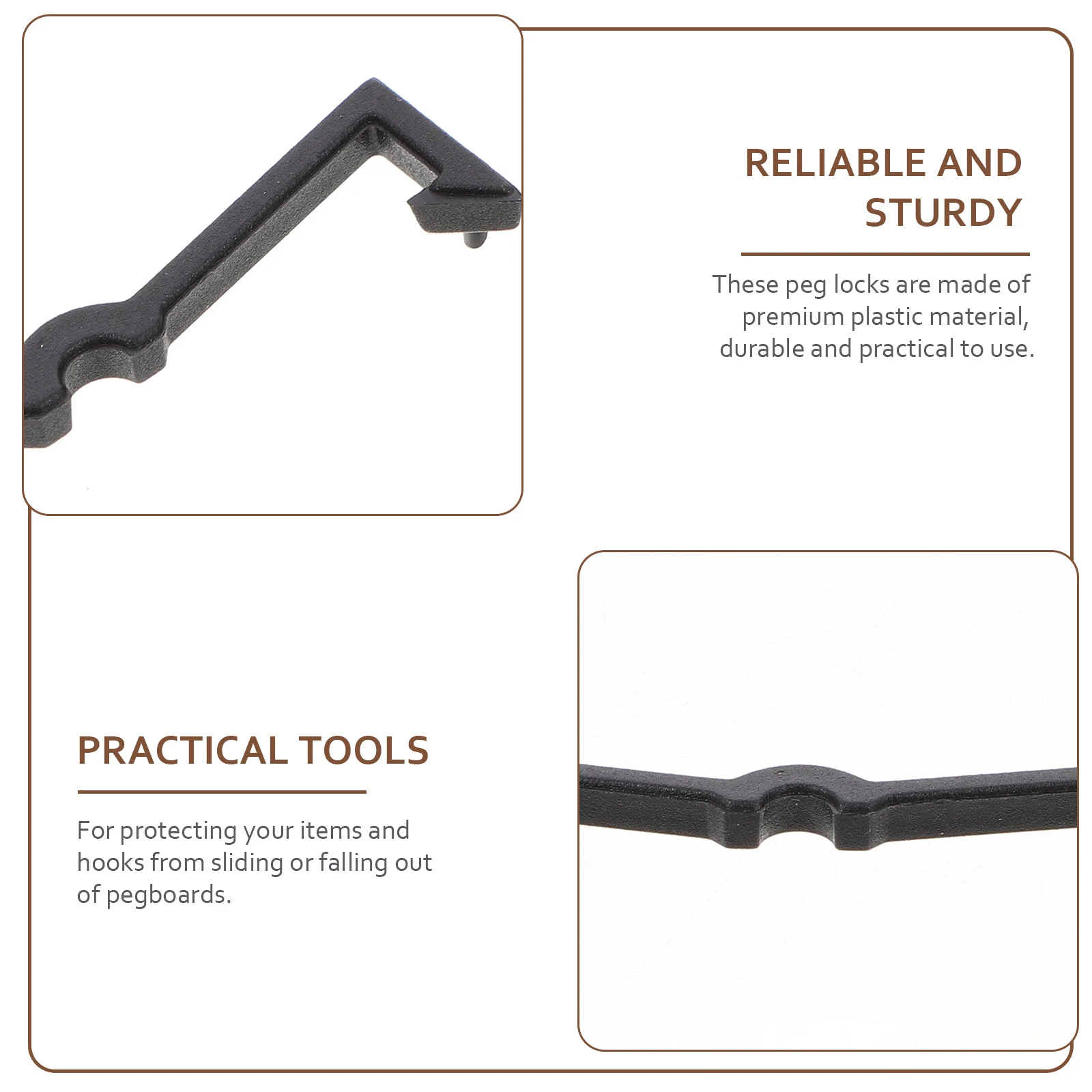 

200Pcs Fixed Clip Reusable Black Pegboard Hook Locks for Tool Organization Display Board Security Fasteners Pack