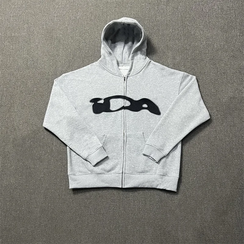 

IDA DESIGN American Vintage Zip Hoodie with Embroidered Logo Unisex Fleece-Lined Hooded Sweatshirt for Fall/Winter