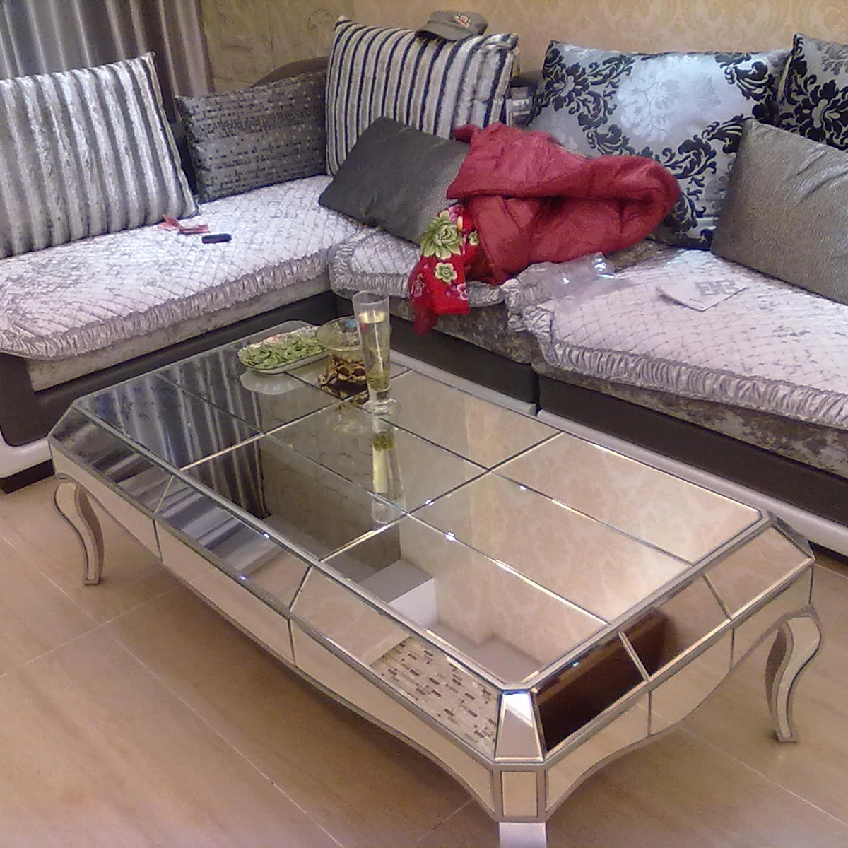 

Зеркальный журнальный столик, гостиная, модный и простой кофейный столик, европейская зеркальная мебель, стекло