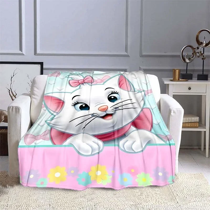 Pink Disney Cat Marie Printed Blanket Children Adult Blanket Soft and Warm Bedding for Bed Sofa Outdoor Travel Cover Blanket