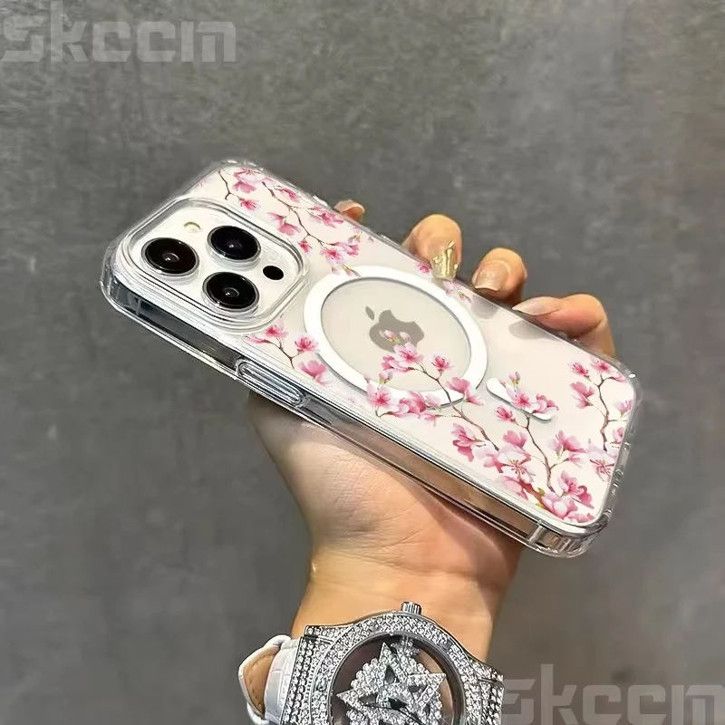 Pink cherry blossoms Charger Case For Samsung Galaxy S25 S24 S23 S22 Ultra S21 Plus S20 Clear Phone Cover - náhled 3