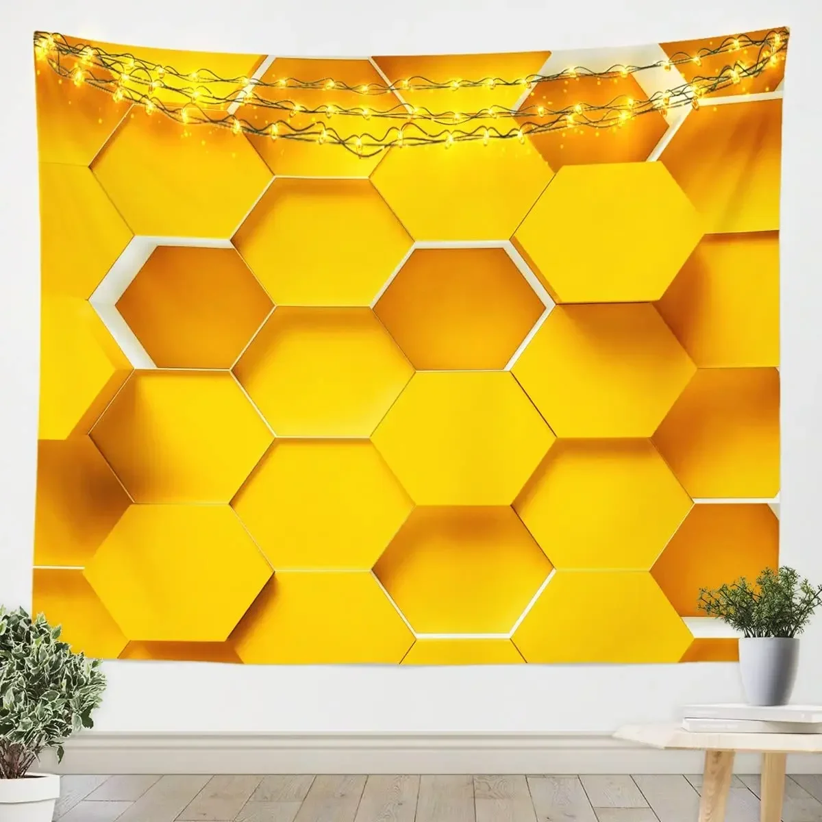 Hexagon Tapestry Geometric Diamond Honeycomb Tapestry Modern Creativity Tapestry Wall Hanging Decor for Living Room Bedroom Home