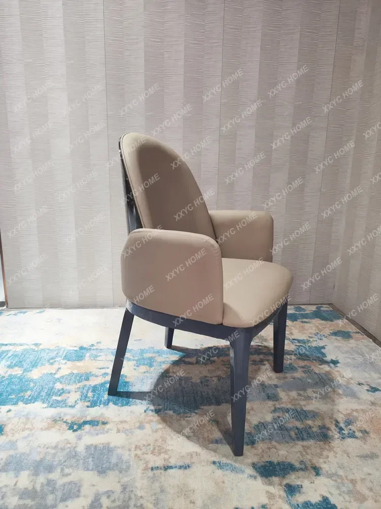 A  armrest microfiber leather high-end paint back plate dining chair