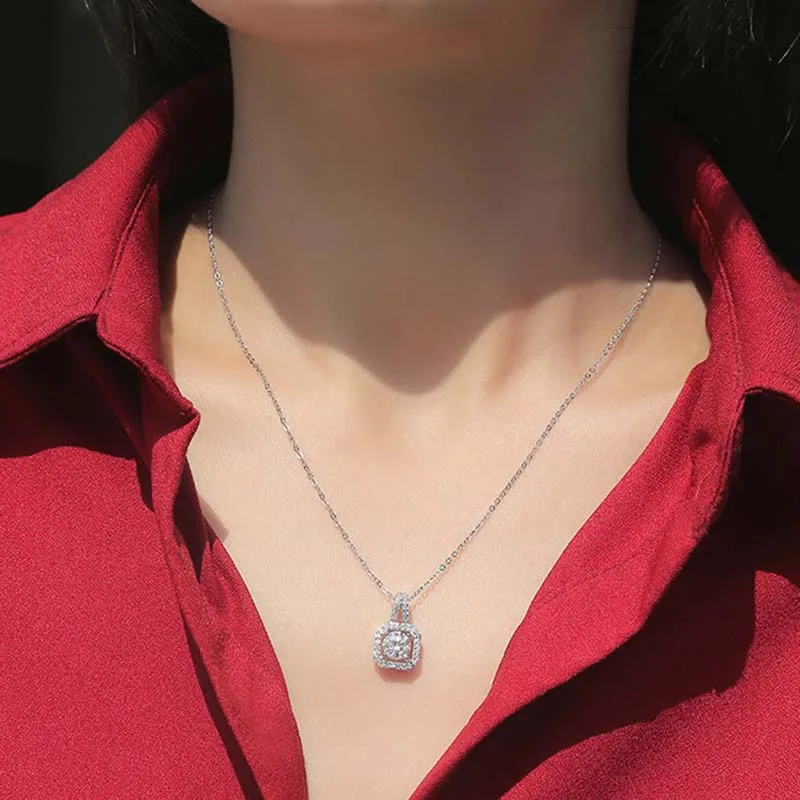 Prawdziwe 1Carat/2 Carat Moissanite naszyjnik 100% 925 srebro wisiorek naszyjniki Pass Lab diament Test kamień luksusowy Choker