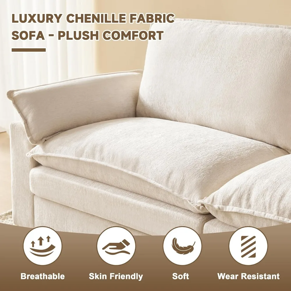 أرائك وحدات كبيرة مريحة مستوحاة من السحابة مع مسند، مقاعد بأربعة مقاعد على شكل حرف L للمعيشة الحديثة #6