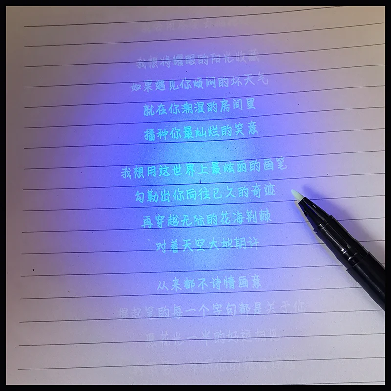 1pcs Invisible Fluorescent Pen UV Light Markers Pen Dual Tip 0.5mm/1.0mm Hidden Ink Pen Invisible Pen Children Spy Game Pen