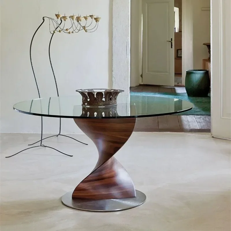 Z Minimalist round dining table Modern round dining table Living room solid wood home dining table