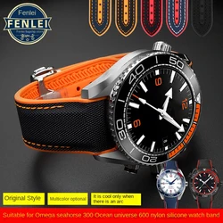 Pulsera correa curva para Omega Seamaster 300 Ocean Speedmaster 8900 Planet Ocean 21 20mm 22mm tela Nylon goma hombres correa de reloj