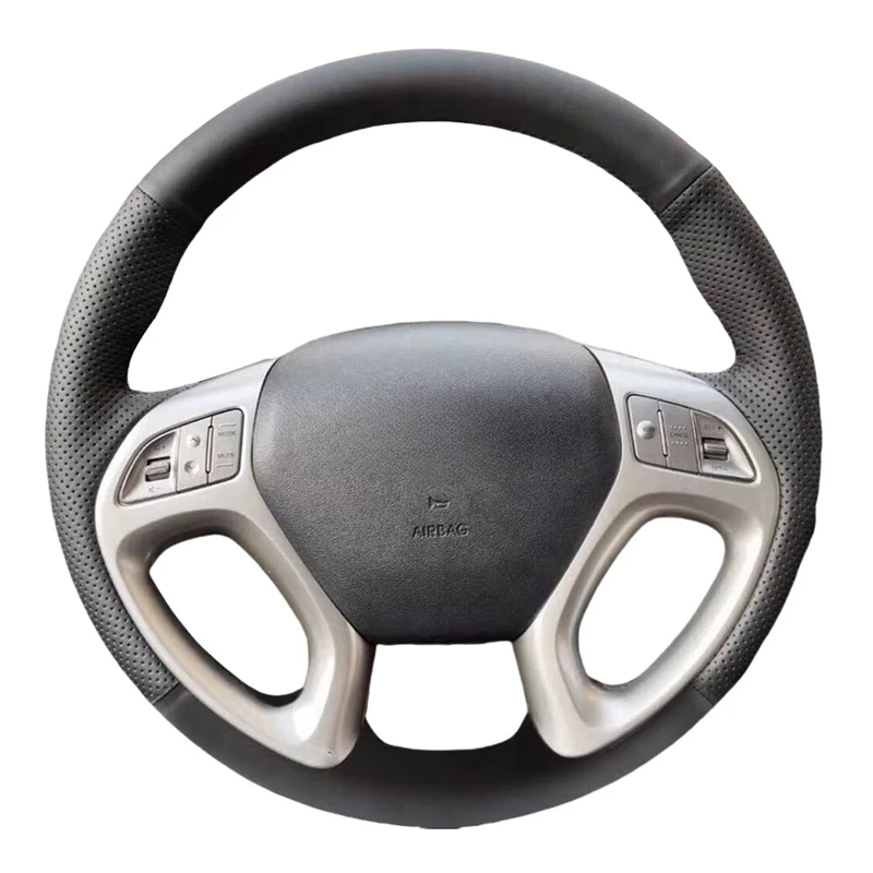 Trenza en el volante para Hyundai ix35 Tucson 2011 2012 2013 2014 2015 Interior del coche volante cubierta de cuero cosida a mano