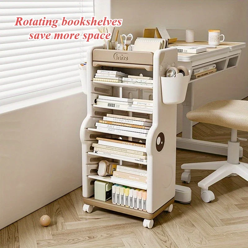 

Children's Floor-to-Ceiling Bookshelf - Movable Storage Rack for Books & Toys, Adjustable Home Library Cabinet, desk organizer