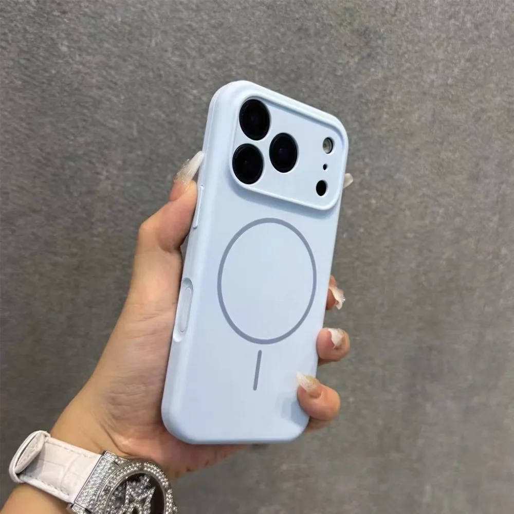 حافظة هاتف مغناطيسية من السيليكون السائل الأصلي لهاتف آيفون 17 16 14 15 Plus 12 13 Pro Max 17 Air لغطاء الشحن اللاسلكي Magsafe