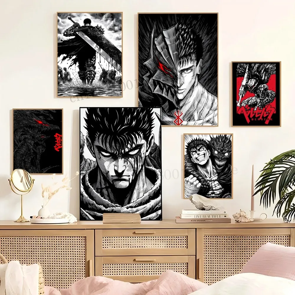 Berserk Guts Anime Poster Paper Print Home Living Room Bedroom Entrance Bar Cafe Art Painting Decoration