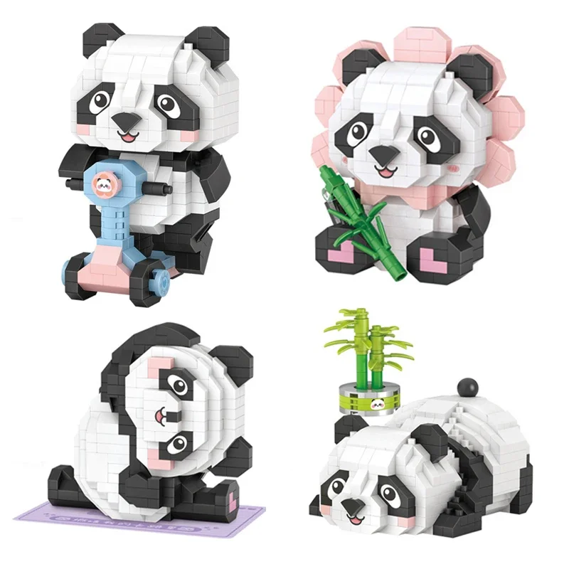 

Cartoon Building Blocks Panda Set DIY Cute Animal Model Small Particle Assembled Bricks Children's Educational Toy Gift