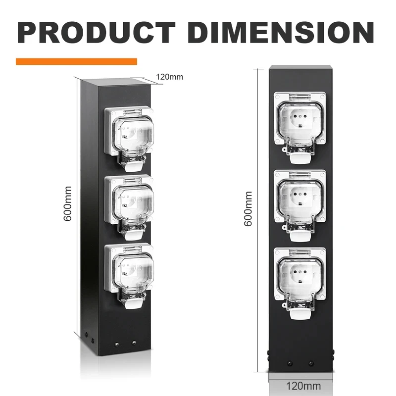 Landscape Den Outdoor Waterproof Three-Way Scenic Campground Pole Socket Column