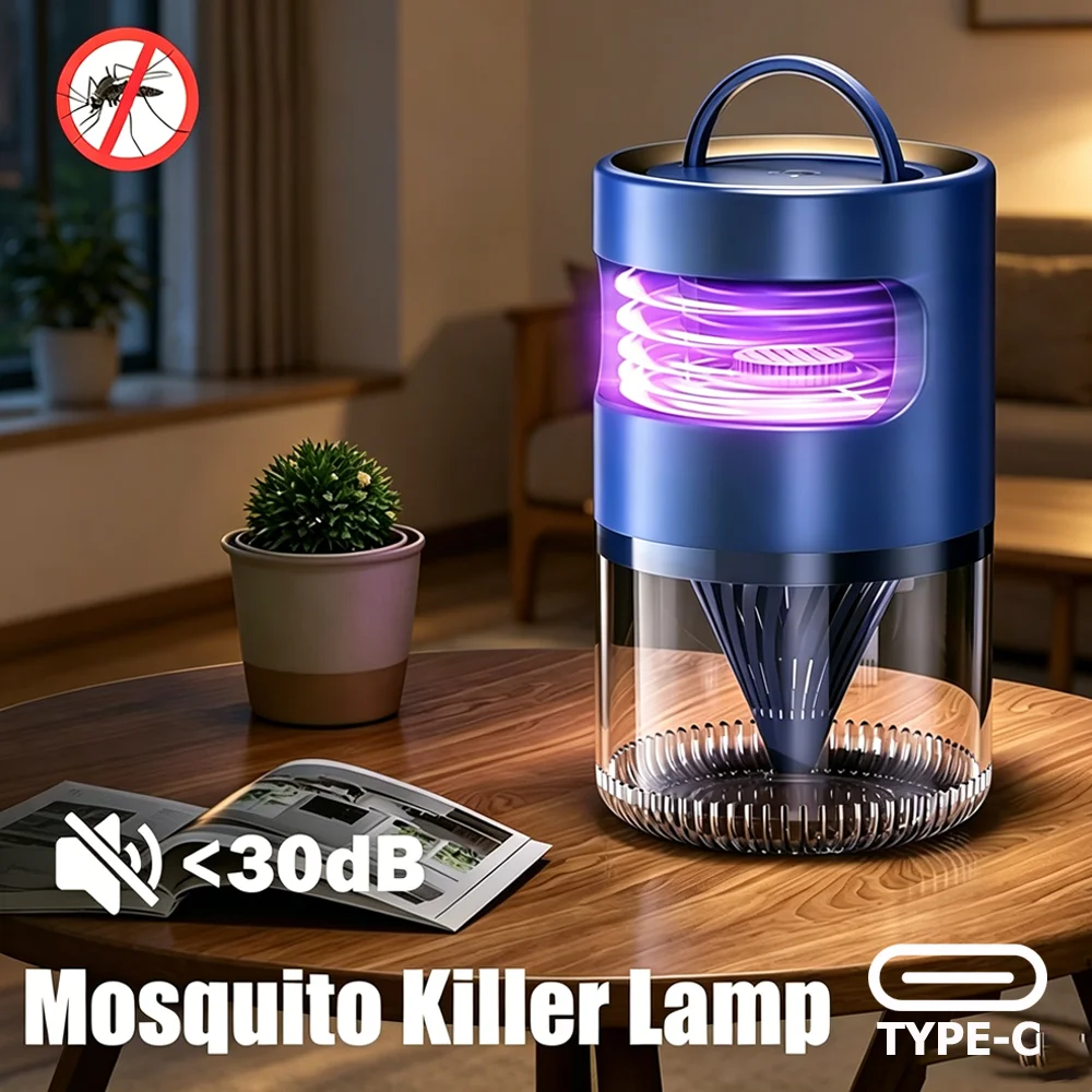 

Rechargeable Blue UV Bug Zapper 2in1 Mosquito Killer Lamp Night Light Inhalation Electric Shock Fly Trap for Home Bedroom