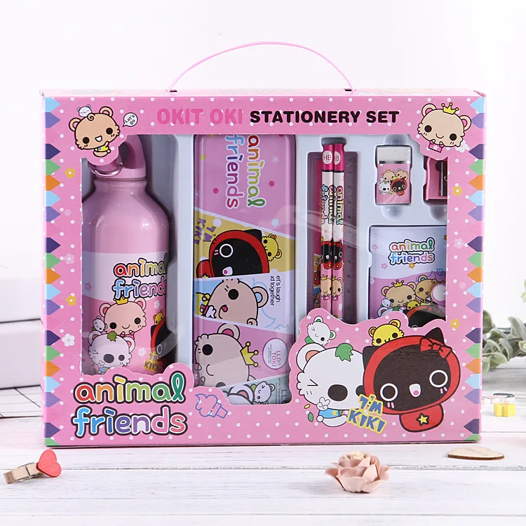 Student Stationery Set Children's Cartoon Stationery Water Bottle Set Box Deluxe Creative Stationery Gift Box Gift Prize