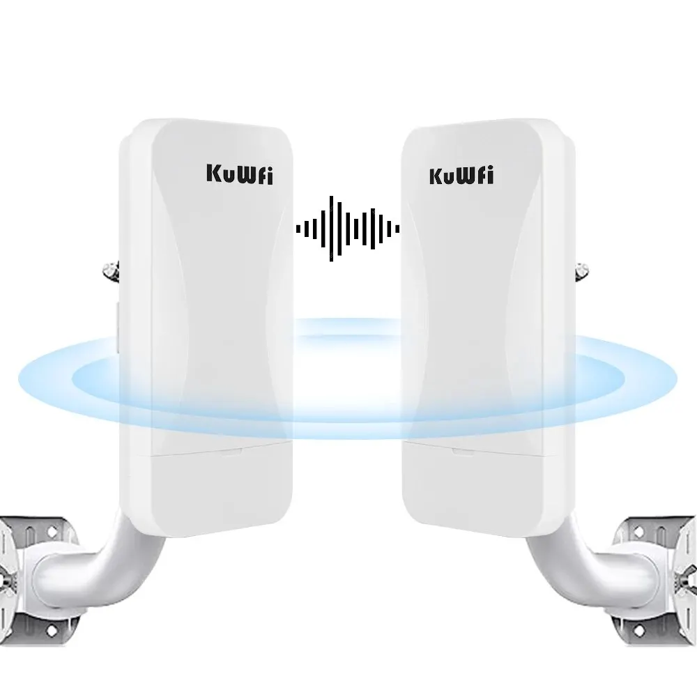 KuWFi 2.4Ghz 300Mbps 2pcs Powerful Wifi Repeater Outdoor CPE Long Range Extend with WAN LAN Port Point to Point 1KM for Camera