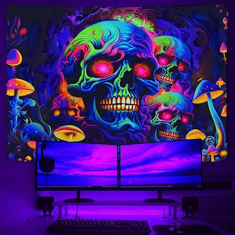 VIKAMA Retro Cyber Grid Sunset Tapestry, Cyberpunk Wall Art Background Cloth for Modern Living Room Aesthetic Decor