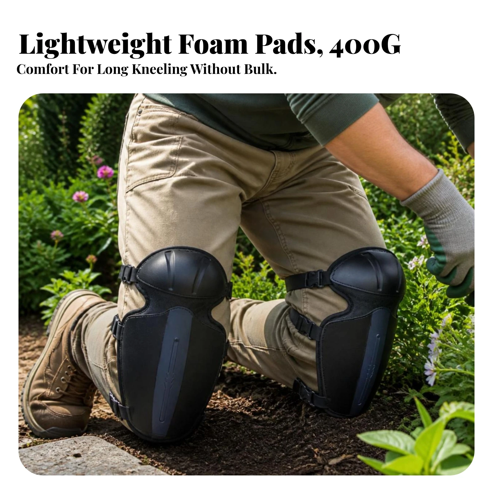 Garden Knee Pads Ergonomic Safety Knee Pads with Adjustable Straps Gear Padded Secure for Gardeners, Gardening, Yard Work