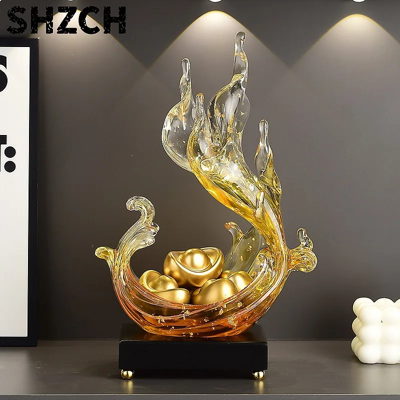 Home Decor Wind Water Risk Art Ornament Resin Statue Living Room TV Stand Foyer Desk Gift