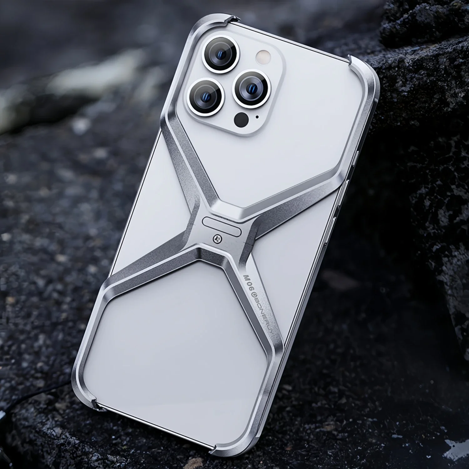 

Luxury Aluminum Alloy X Removable Rimless Phone Bumper Cases For iPhone 16 15 14 13 Pro Max Metal Heat Dissipation Cover Frame