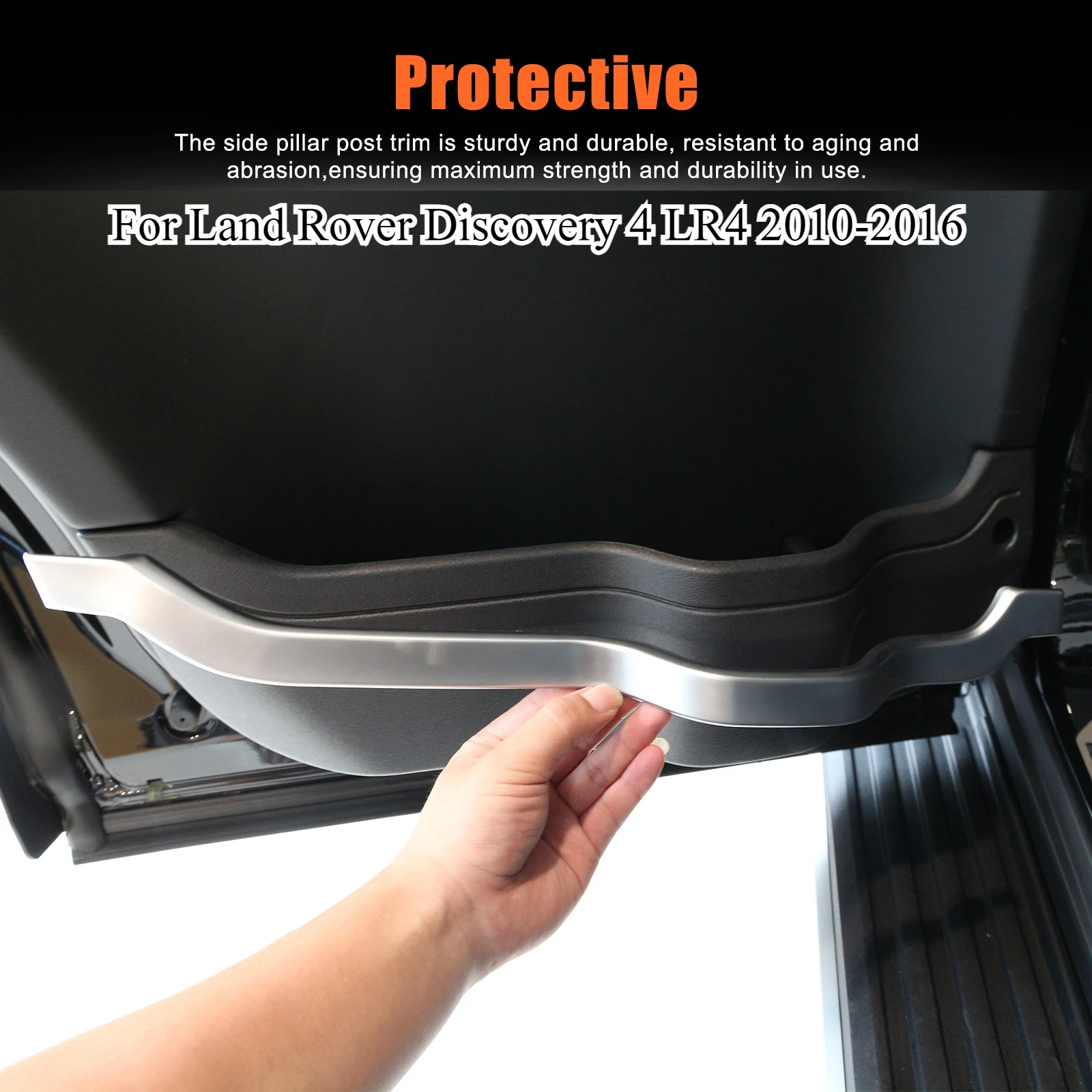 

For Land Rover Discovery 4 LR4 2010-2016 4pcs Black Wood Grain ABS Car Door Decorative Strips Trim interior Accessories