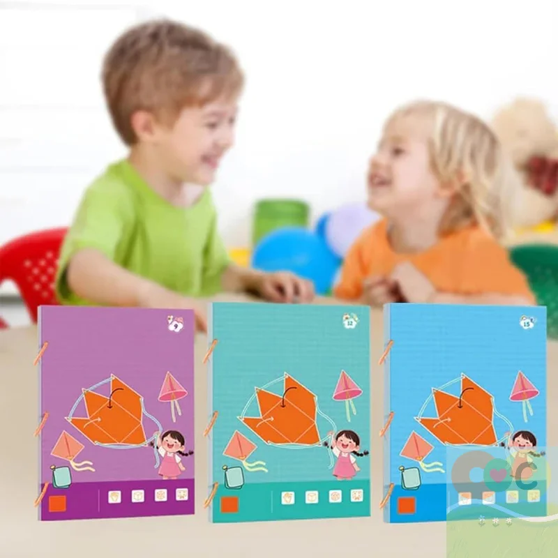 HH Pull String Libro per l'apprendimento della geometria 3D, libro per l'apprendimento della geometria 3D con design a corda intrecciata Insegnare le formule di volume e area superficiale