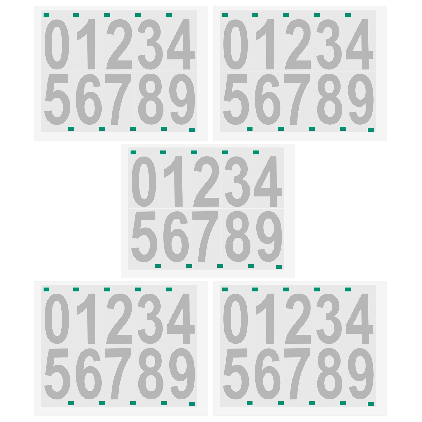 

5 Sheets Number Stickers 0-9 for Garbage Cans Recycling Bins Address Signs Reflective White Decals Outdoor Vinyl