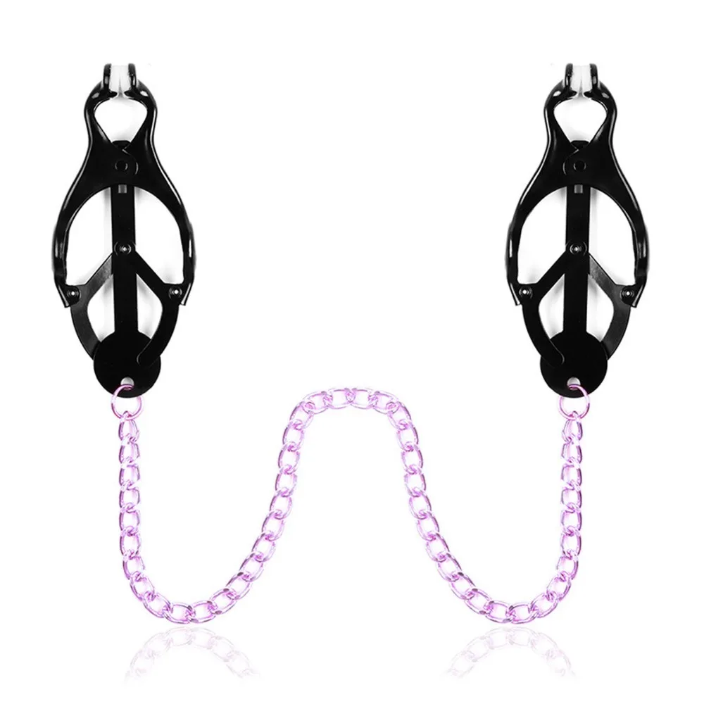 Metal Nipple Clamps Clips with Chain Clitoris Stimulator Steel Nipple Breast Clamps Slave Bondage Flirting Women Sex Toy view 2
