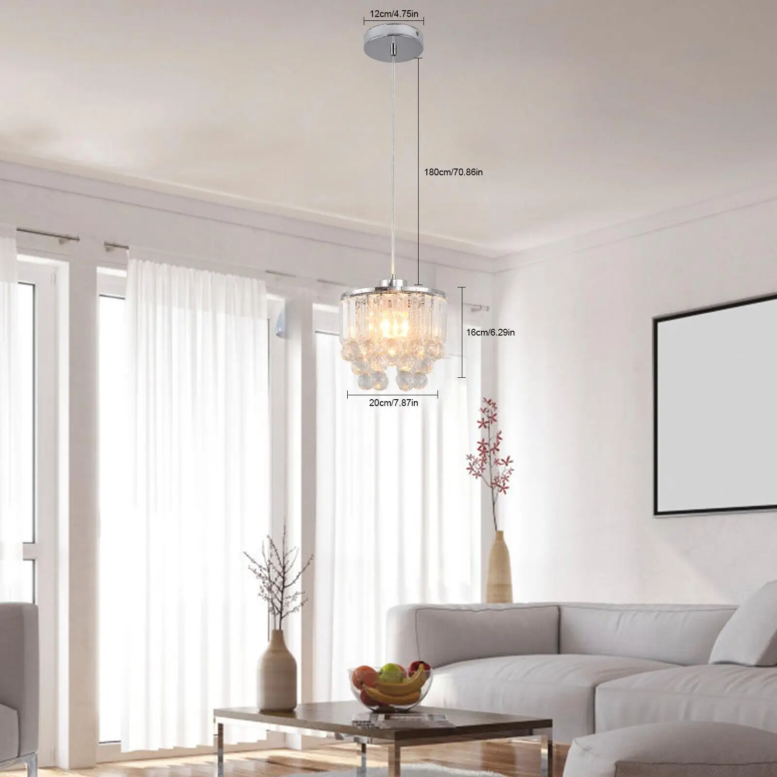 3 Pack Modern Simple Crystal Pendant Light Luxurious Kitchen Island Chandelier E26 AC 110V-120V Dining Room Hanging Lamp