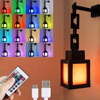 Pixelated Lantern Night Light, LED 16 Colors Change Night Lamp for Mens Boys Girls -Rechargeable Night Mood Light with Touch Swi