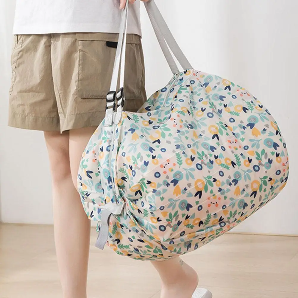 New Big Folding Shopping Bag Eco-Friendly Reusable Portable One Shoulder Handbag For Travel Grocery Fashion Pocket Bags