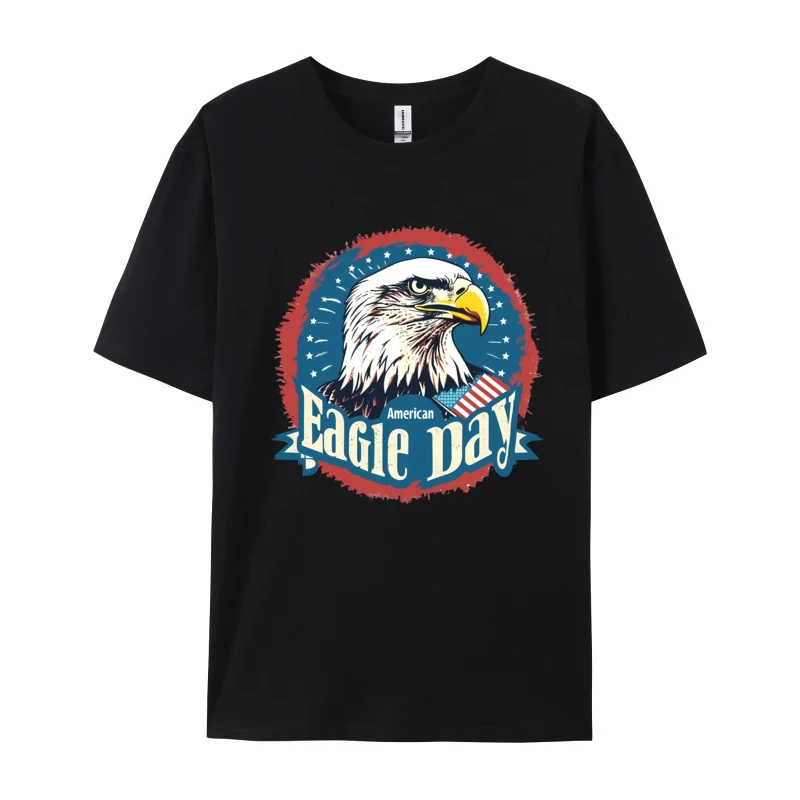 Ameirican Eagle Day Printed T-shirt 100% Cotton T Shirts for Men Short Sleeve T Shirt Brand New Summer Crewneck Tops Tees Funny