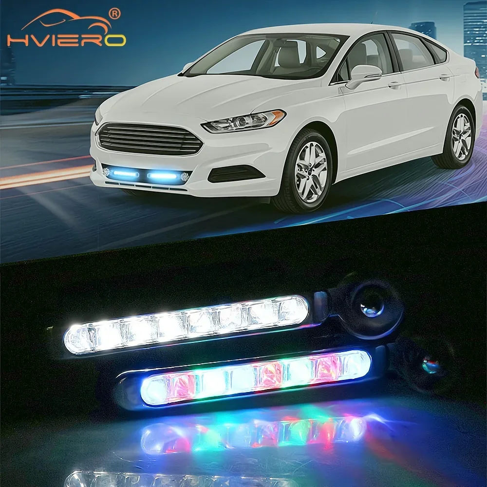 2X Wind Powered Car DayTime Running Lights 8LED Rotation Fan Daylight No Need External Power Supply Auto Decorative Lamp DRL Led