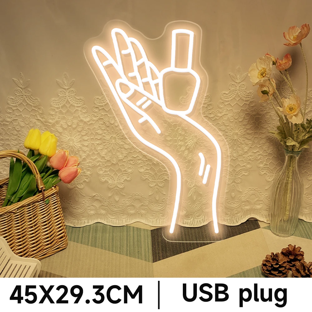 Nails Neon Led Signs Beauty Room Decor Wall Art Nails Salon LED Neon Lights USB Manicure Studio Bussiness Signboard