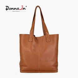 Donna-in Large Capacity Women Casual Tote Bag Soft Soft First Layer Cowhide Leather Shoulder Bag Ladies Office Daily Handbags