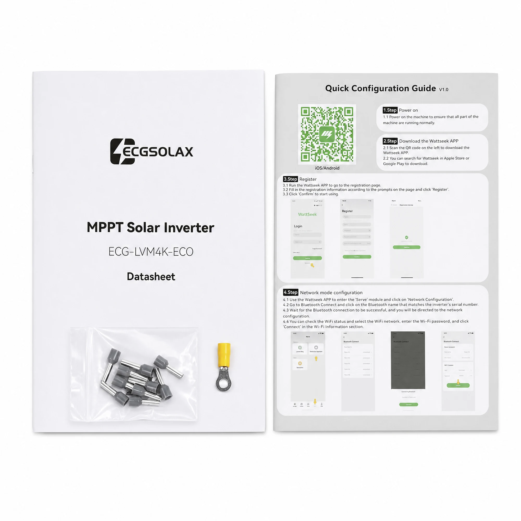 ECGSOLAX MPPT Hybrid Inverter 4000W 24V Auto Battery Voltage 110V 120V Output 110A Max Charging Current 350/500VDC PV Input Pure Sine Wave Solar Inverter US Local Stock