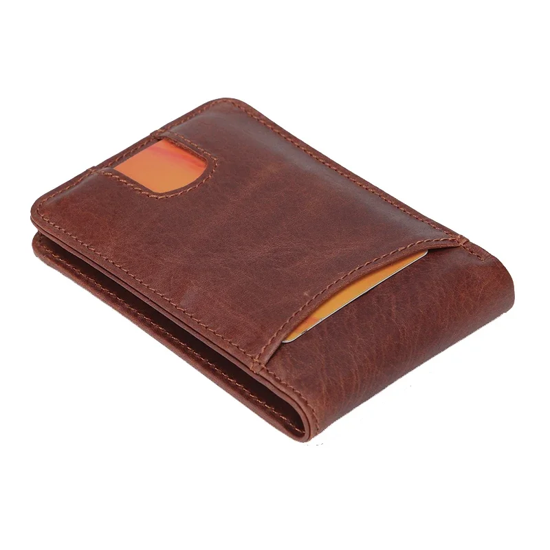 New Casual Genuine Leather Small Wallet For Men Male Slim Purse Man Credit Card Holder Mini Pocket Money Bag 4 Colors
