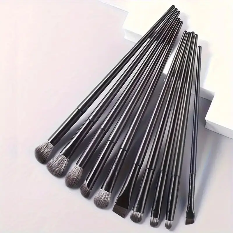 10pcs Eyeshadow Brushes Set, Multifunctional Makeup Tools, Alcohol-Free, Portable, for All Skin Types, Neutral Angled & F