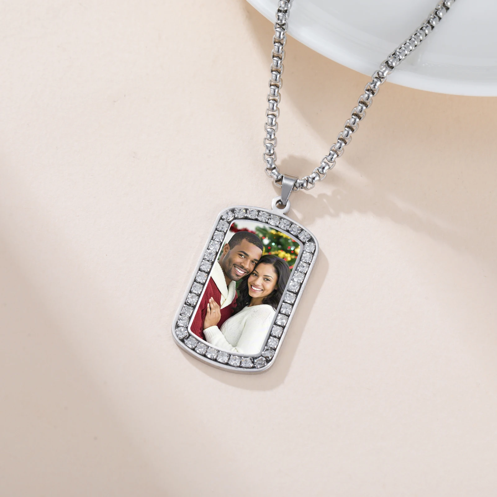 COOLTIME Personalisierte Foto-Halskette, personalisierte Erinnerungsmedaillons, Bild-Anhänger-Halskette, Schmuck, Geschenk für Sie und Ihn – Detail 11