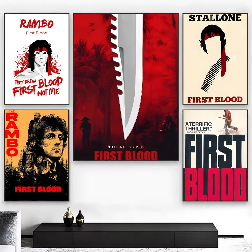 Action Movie R-rambo First Blood Poster Chic Aesthetic Self-Stick Wall Poster Bedroom & Dorm Room Decor