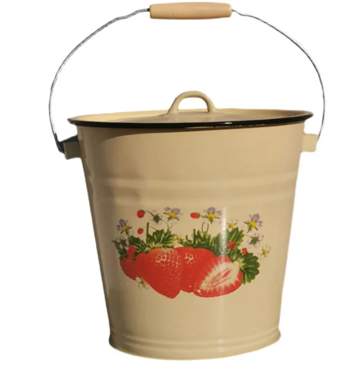 Large Capacity Thick Enamel Handheld Water Bottle, Oil, Storage Bucket, Deep Enamel, Rice Pot