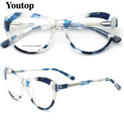 Women Patterned Eyeglass Frame for Women Cat eye Optical Glasses Frames Prescription Acetate Butterfly Vintage Optical Eyewear
