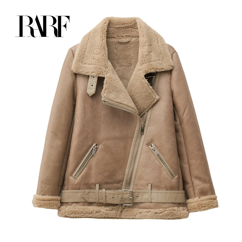 RARF 2024 new European and American women\'s fur one long sleeve standing collar double-sided jacket fur one thick warm coat