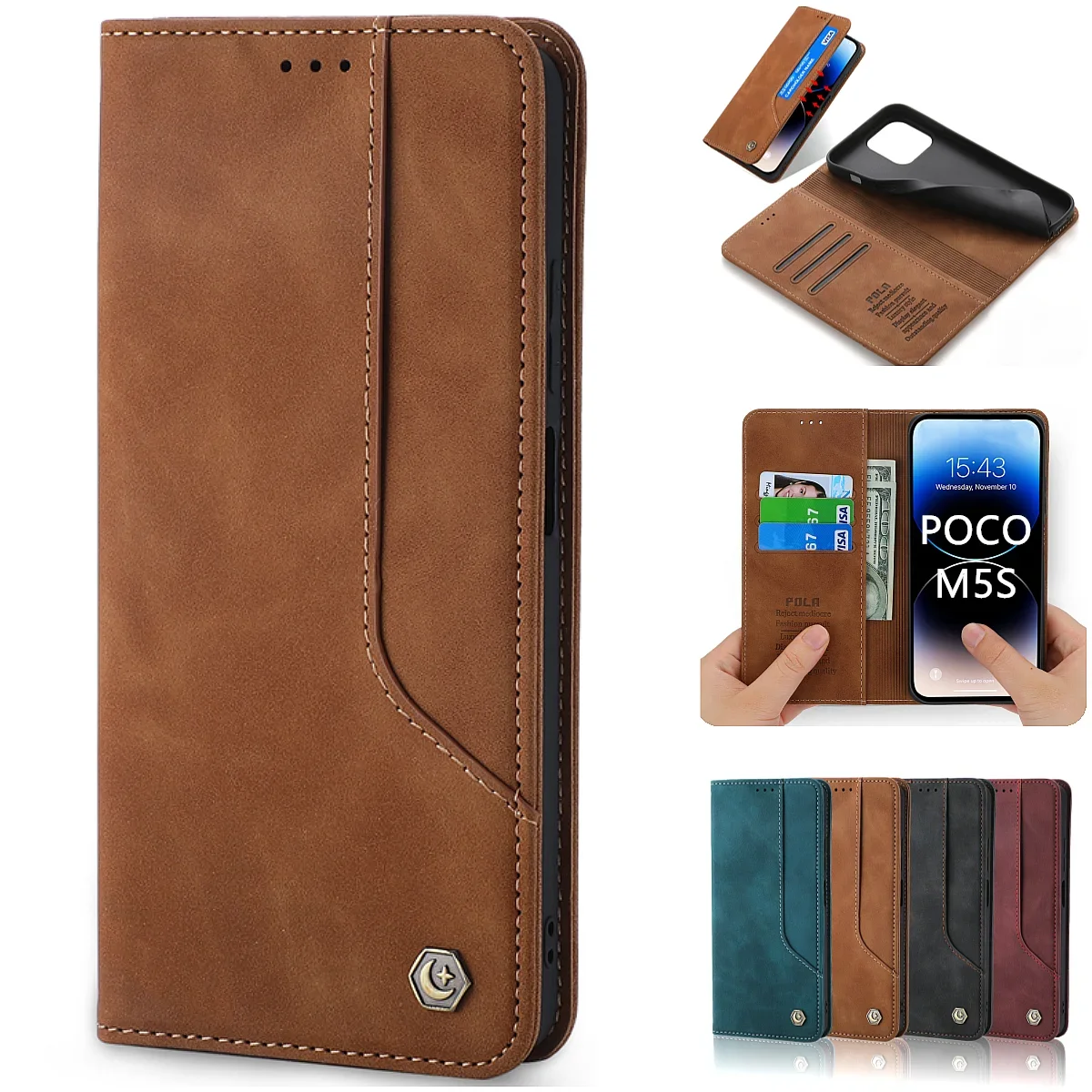 Case For Xiaomi Poco M5S 5G Magnetic Flip Cover For Xiomi Mi Poco M5s M5 S Book Style Leather Phone Wallet Card Holder Etui