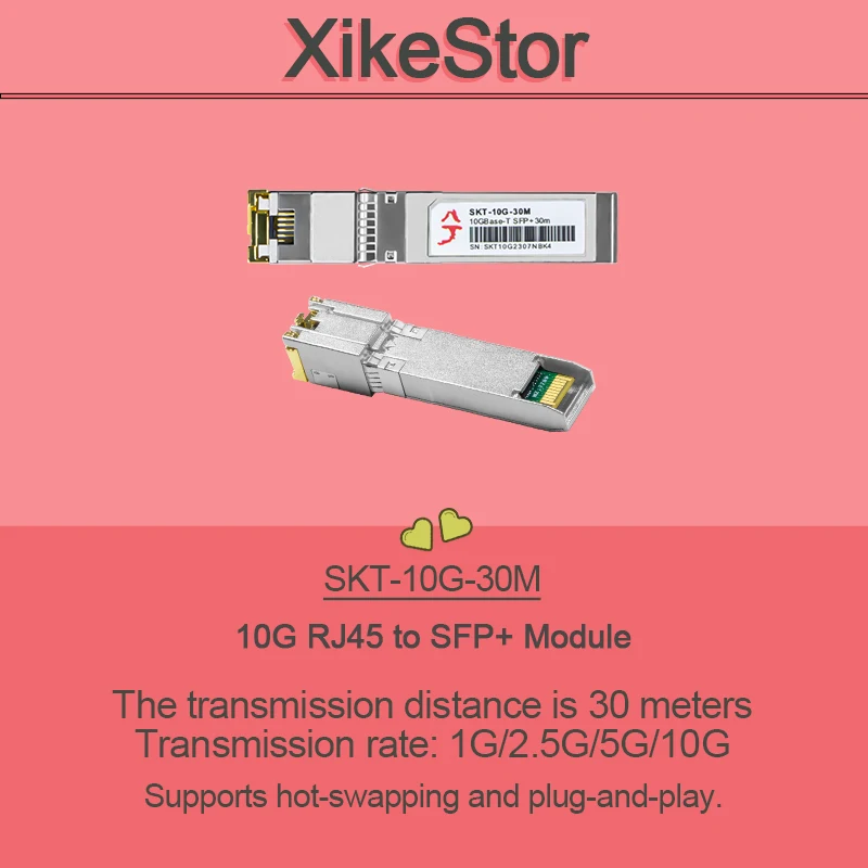 

XikeStor 10G SFP+ to RJ45 Модуль оптического порта Turn to RJ45 Etnernet Port Модуль приемопередатчика, совместимый с несколькими брендами