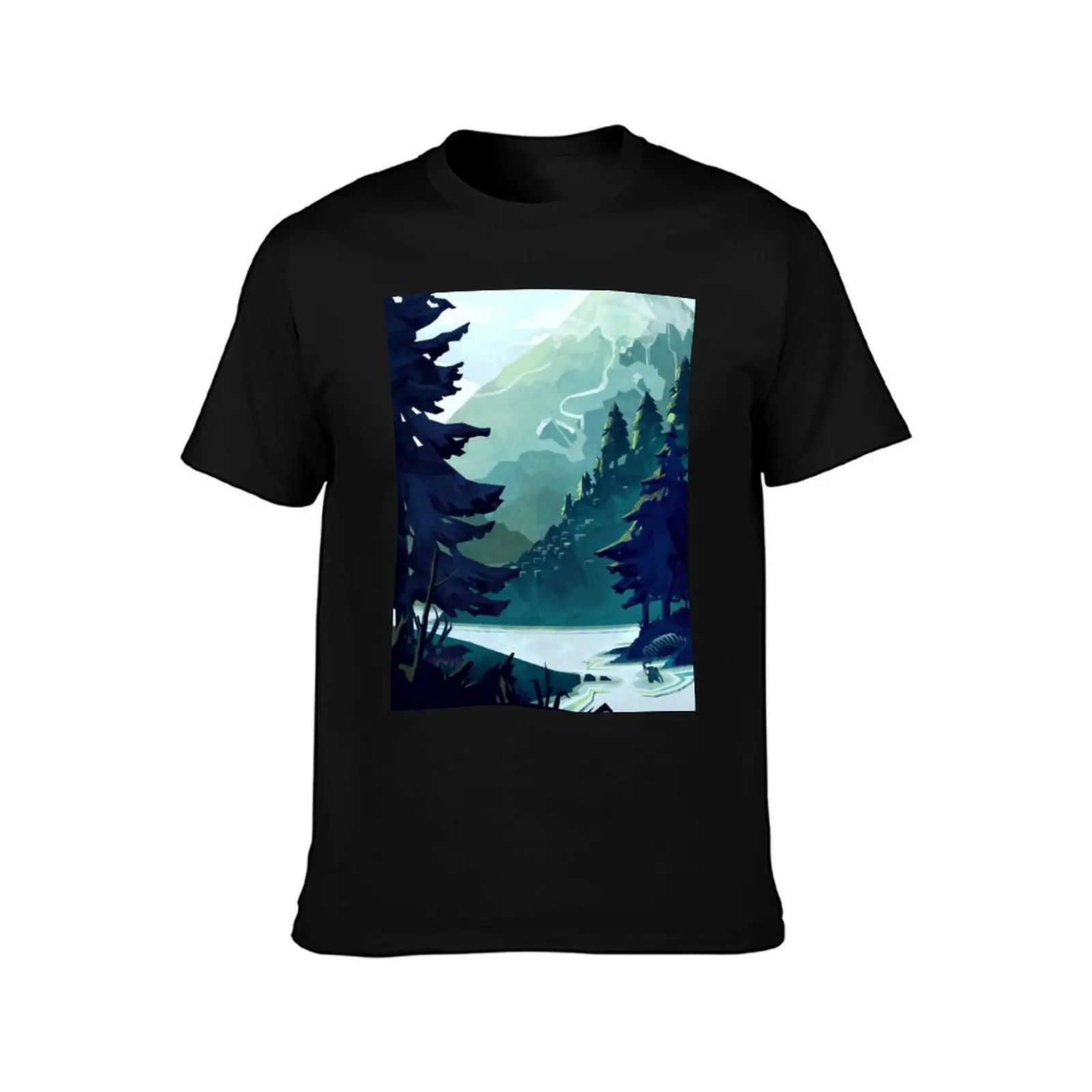 Canadian Mountain T-Shirt Basic Simple Casual Short Sleeve Tee