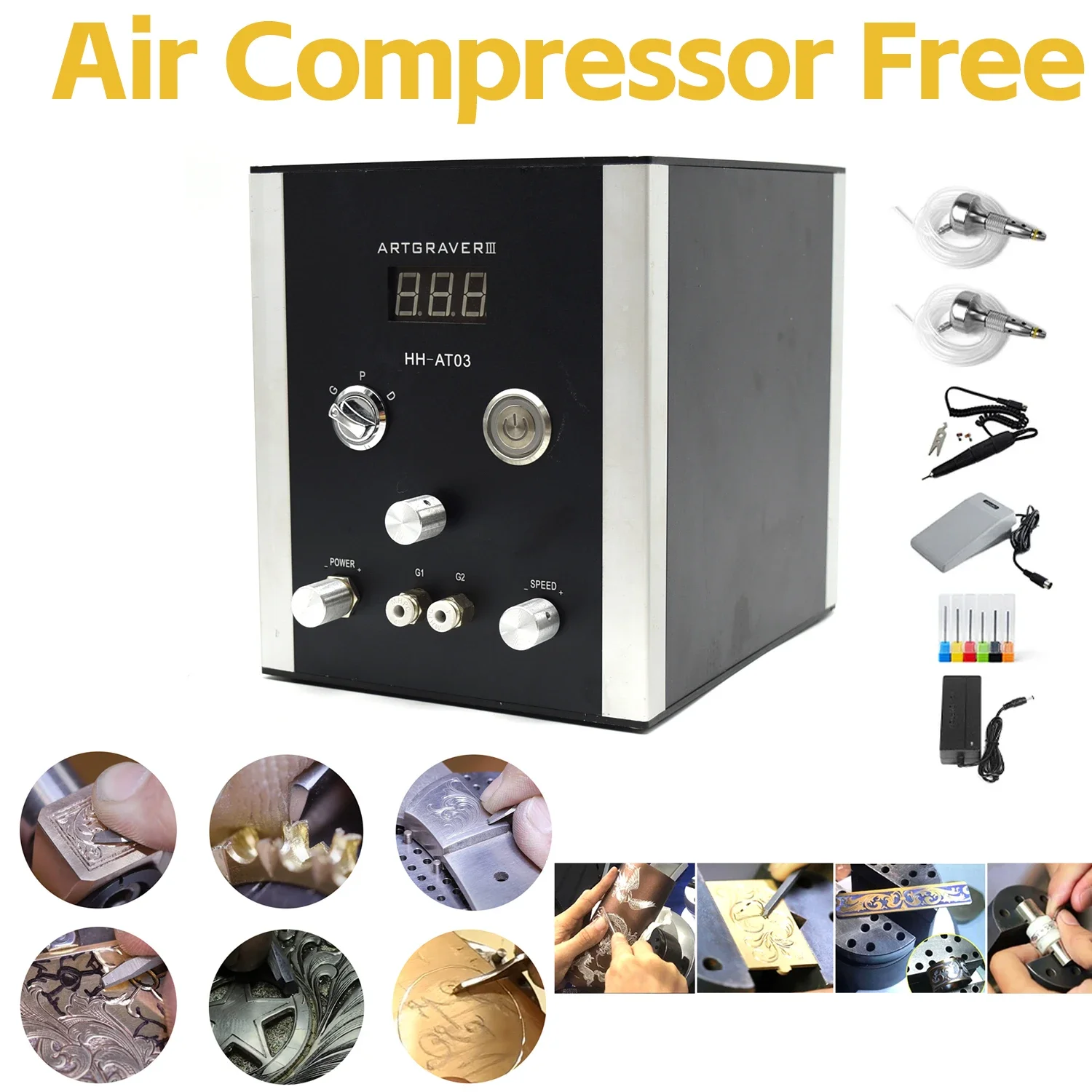HH-AT03 Jewelry Tools & Equipment Air-free DIY Pneumatic Engraver Multi-purpose Engraving Machine Por   Engraver